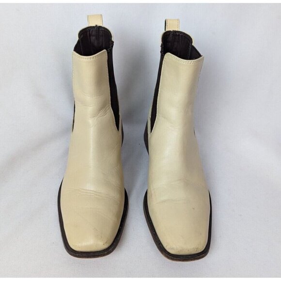 Sam Edelman 7 Thelma Eggshell Chunky Heel Pull On Squared Toe Ankle Boots Bootie - Picture 4 of 16
